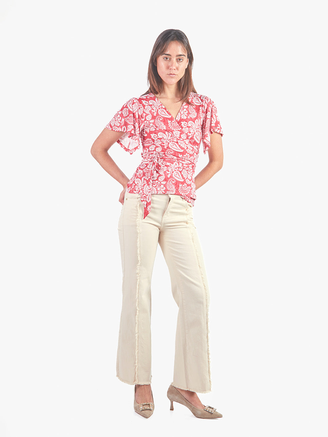 AMBER - POLO MANGA AL CODO CON ESCOTE EN V