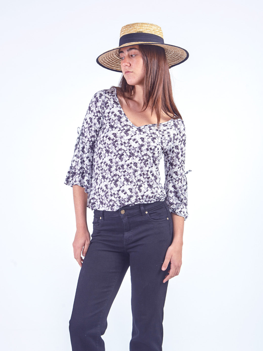 ELENA - POLO MANGA 3/4 CON ESCOTE EN V