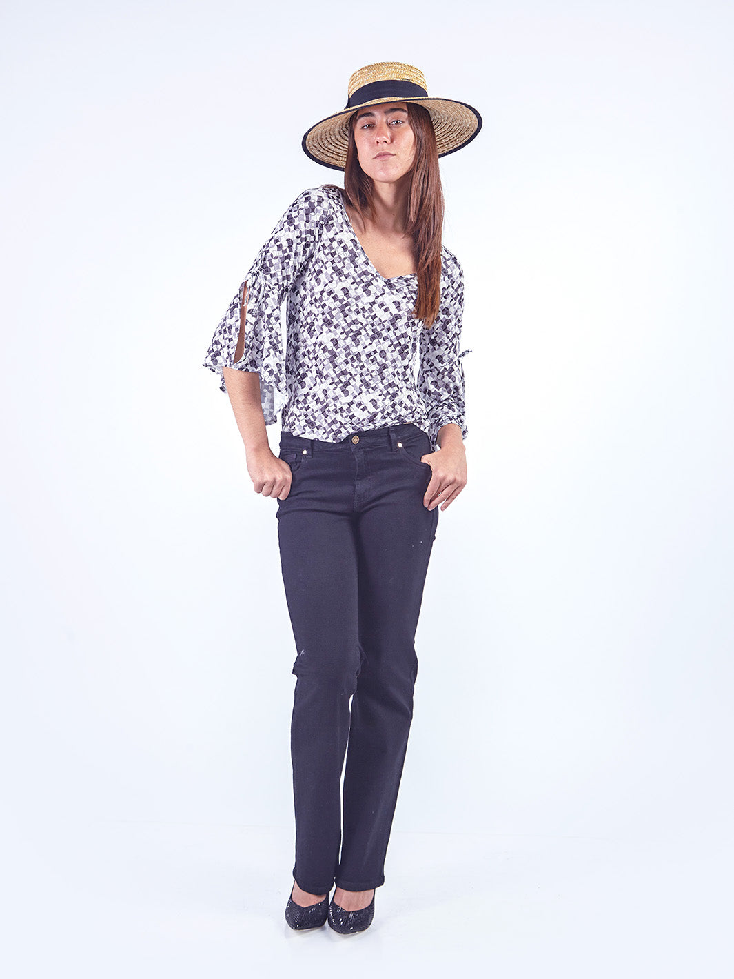 ELENA - POLO MANGA 3/4 CON ESCOTE EN V