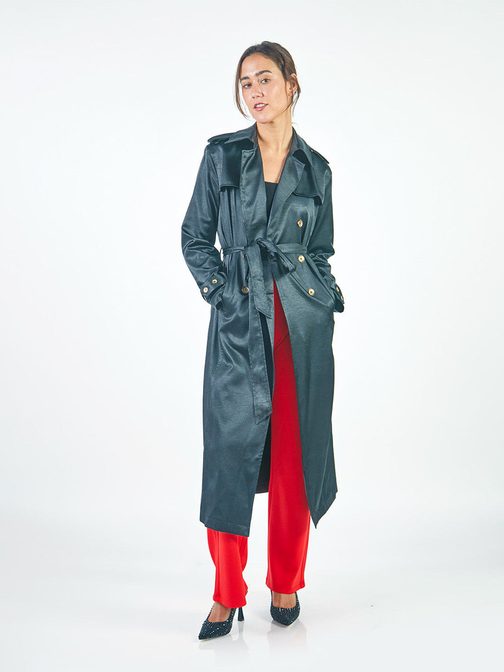 Trench Coats Manga Larga Tc00103Baz