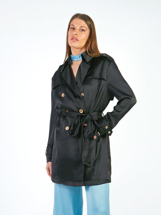 Trench Coats Corto Manga Larga Tc00109Obm