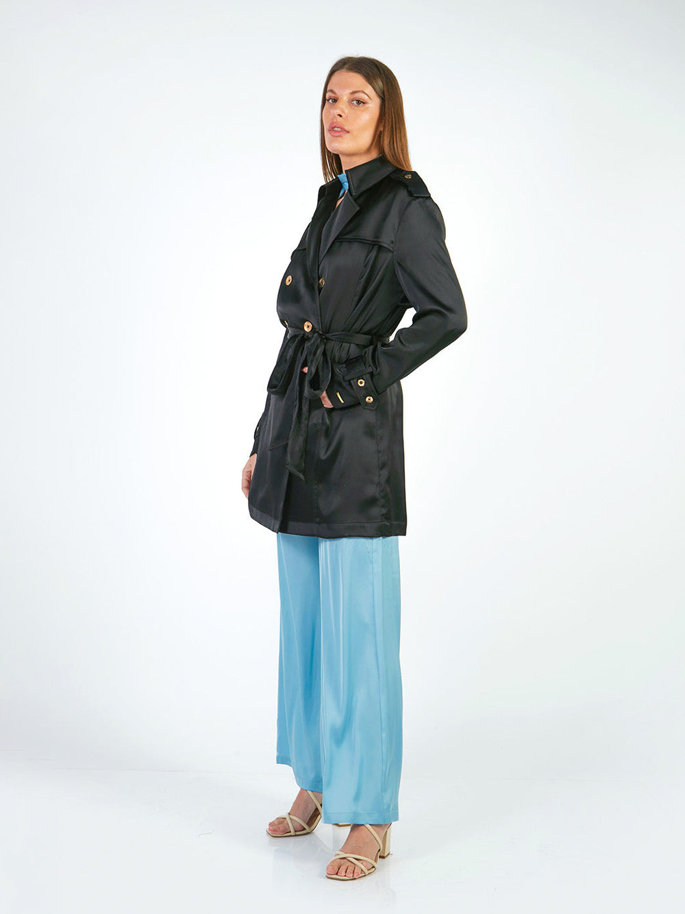 Trench Coats Corto Manga Larga Tc00109Obm