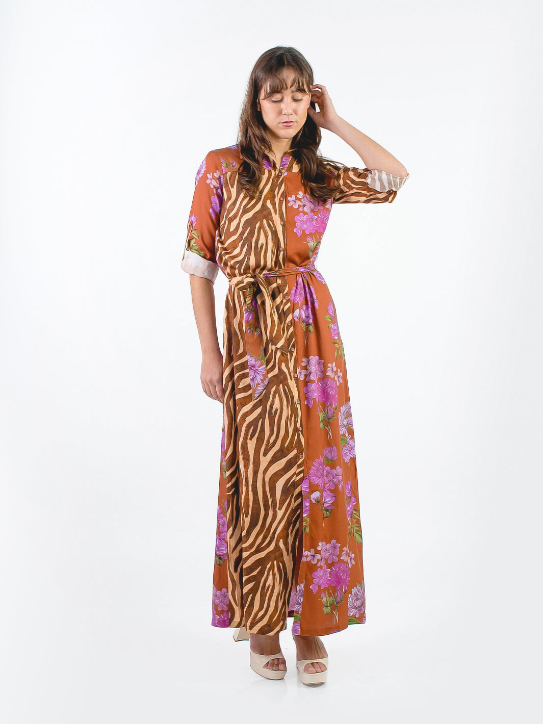 DENISSE - VESTIDO CON ESTAMPADO MIXTO
