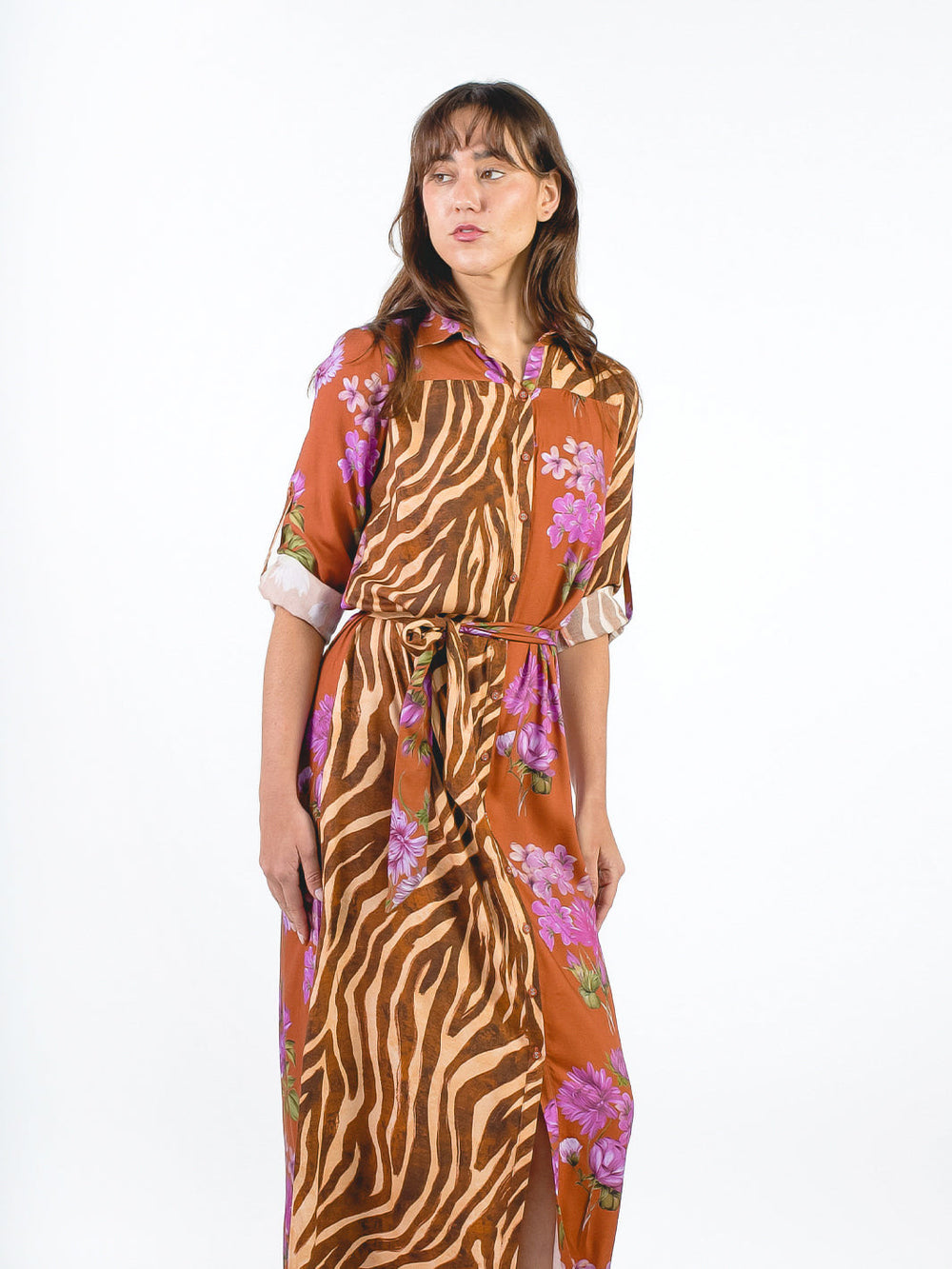 DENISSE - VESTIDO CON ESTAMPADO MIXTO