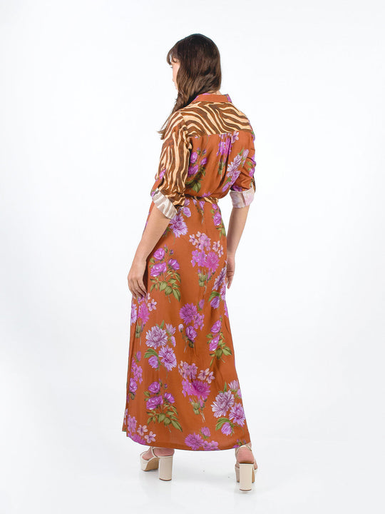 DENISSE - VESTIDO CON ESTAMPADO MIXTO