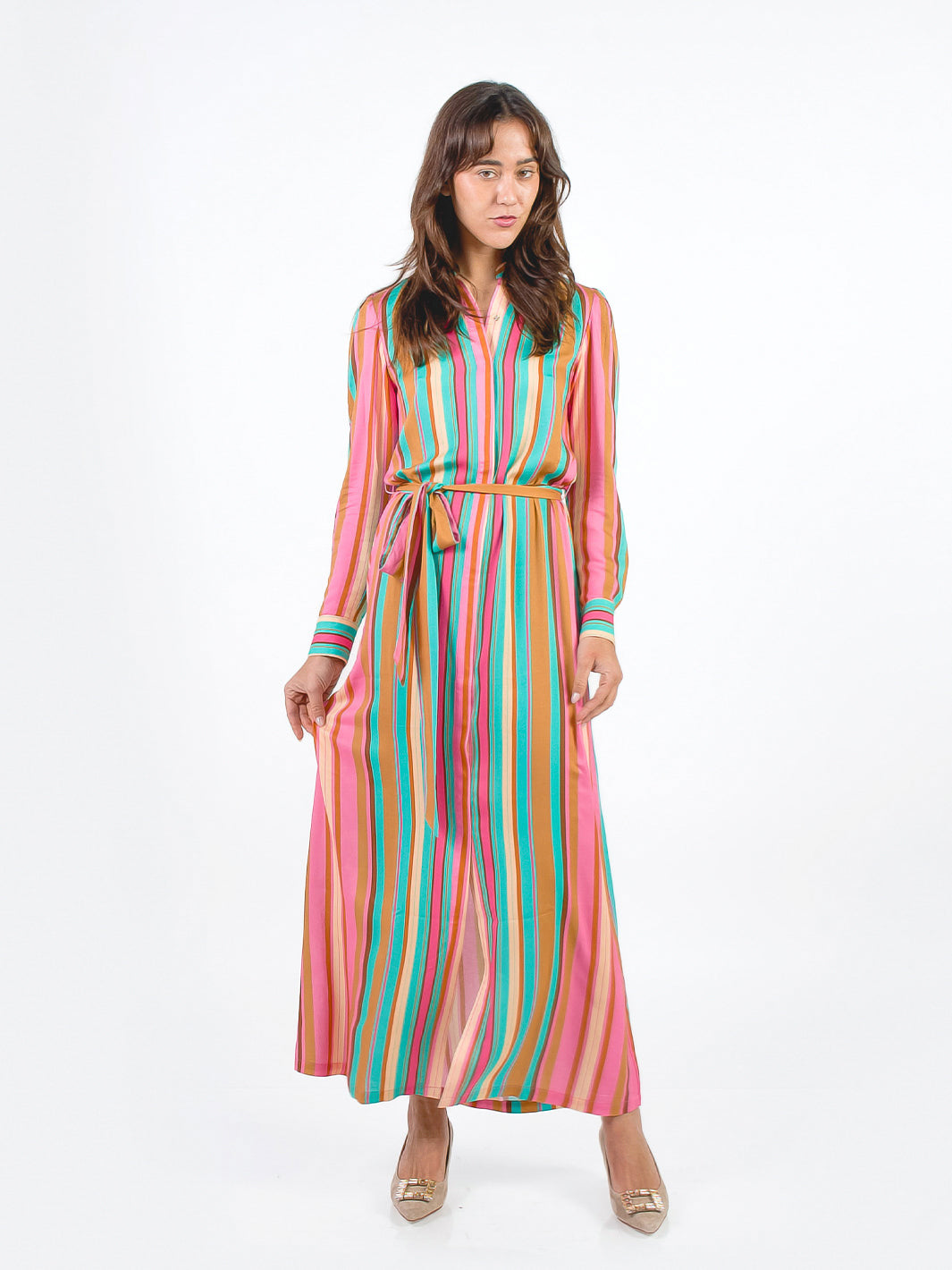 JULIANA - VESTIDO MANGA LARGA CON ESTAMPADO A RAYAS