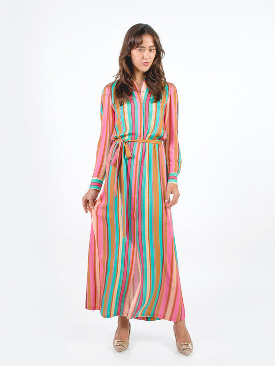 JULIANA - VESTIDO MANGA LARGA CON ESTAMPADO A RAYAS
