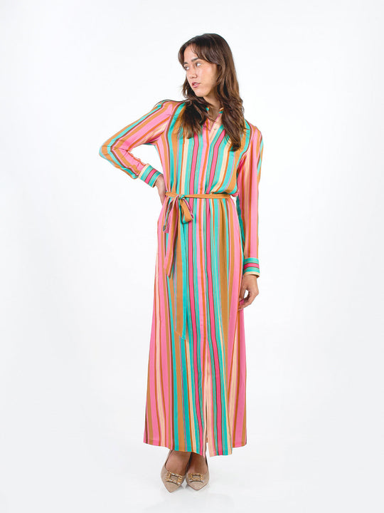 JULIANA - VESTIDO MANGA LARGA CON ESTAMPADO A RAYAS
