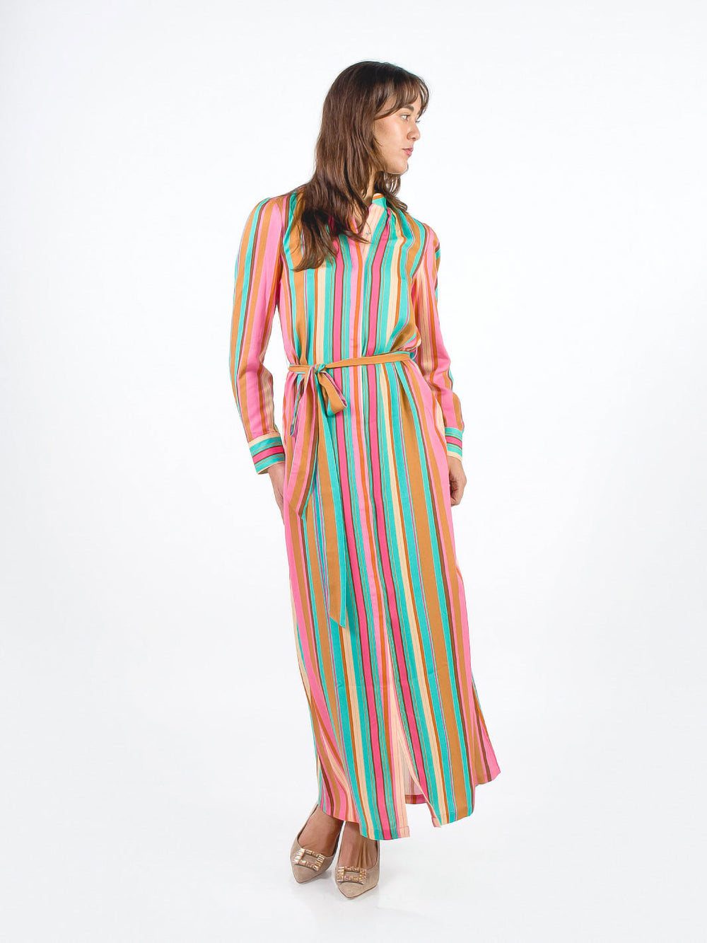 JULIANA - VESTIDO MANGA LARGA CON ESTAMPADO A RAYAS