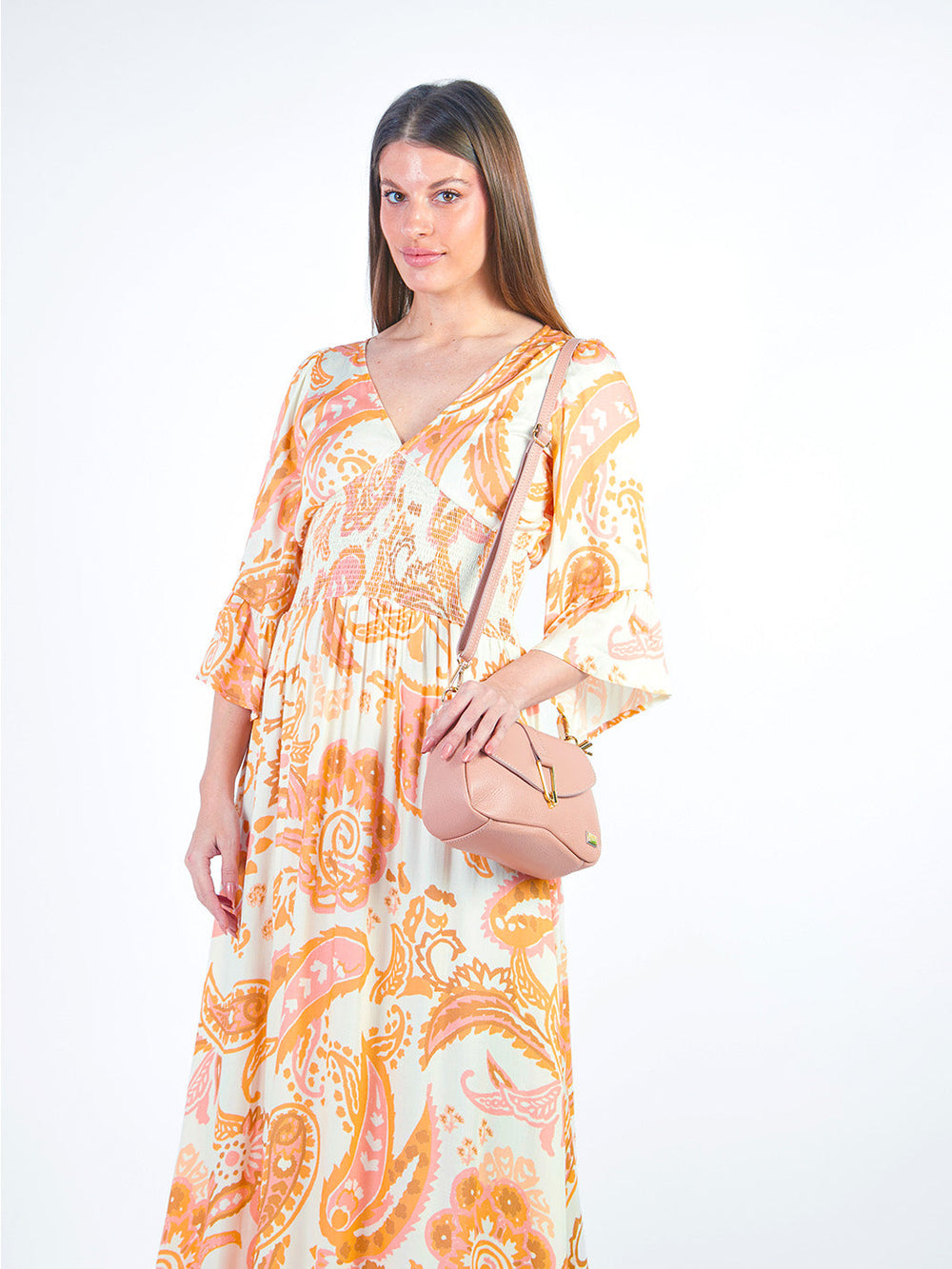 DIANNA - VESTIDO LARGO DE MANGA 3/4