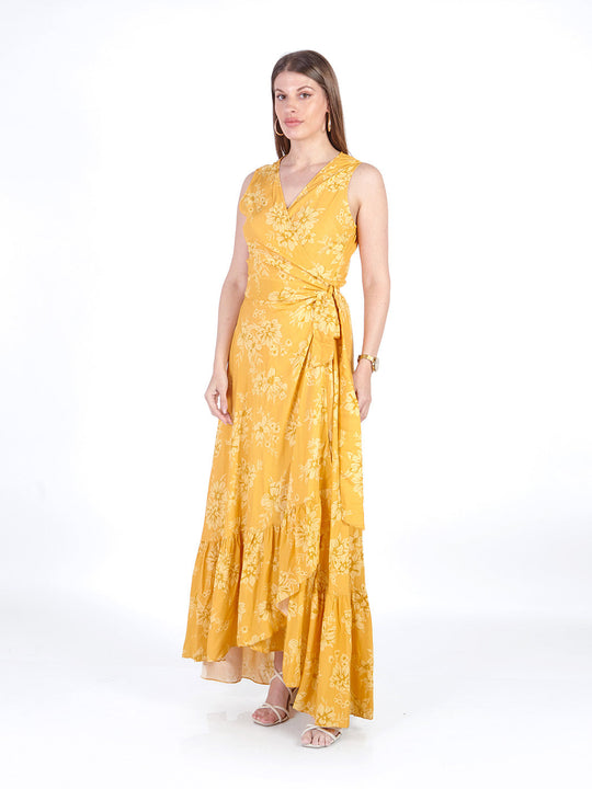 MELANIE - VESTIDO LARGO SIN MANGAS ESCOTE EN V