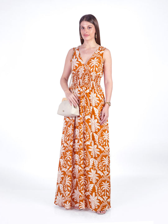 BETH - VESTIDO LARGO SIN MANGAS ESCOTE EN V