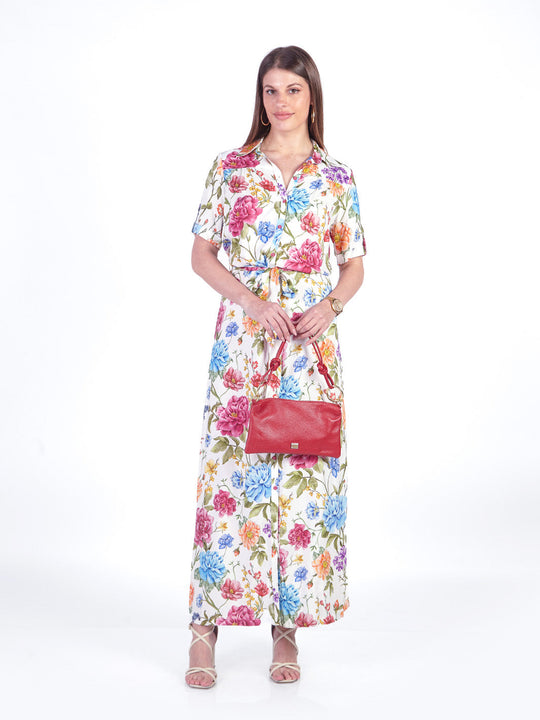 SUSAN - VESTIDO LARGO MANGA CORTA ESTAMPADO FLORAL