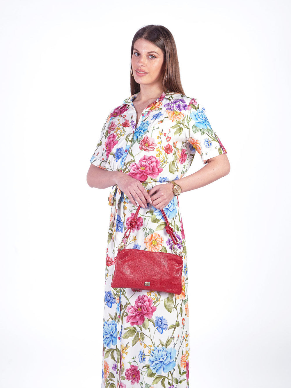 SUSAN - VESTIDO LARGO MANGA CORTA ESTAMPADO FLORAL