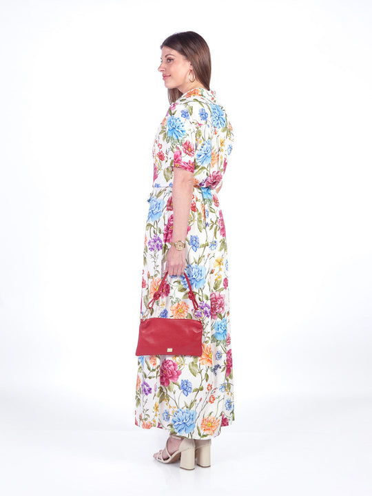 SUSAN - VESTIDO LARGO MANGA CORTA ESTAMPADO FLORAL