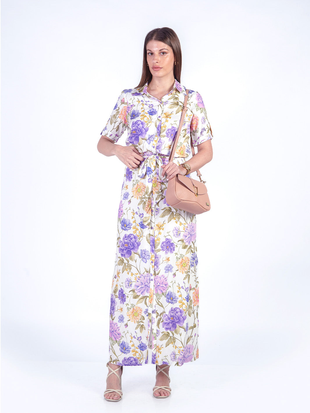 SUSAN - VESTIDO LARGO MANGA CORTA ESTAMPADO FLORAL