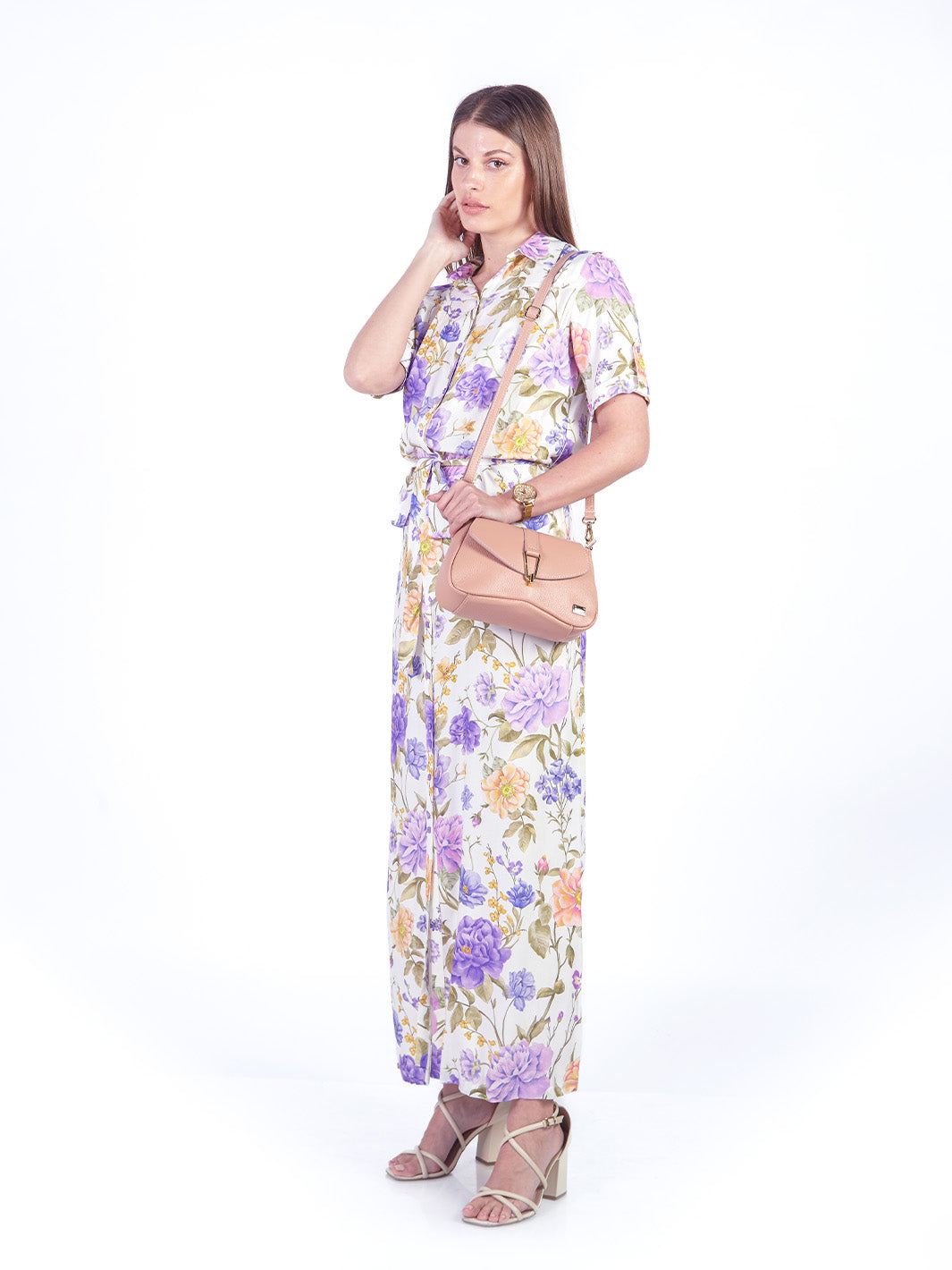 SUSAN - VESTIDO LARGO MANGA CORTA ESTAMPADO FLORAL