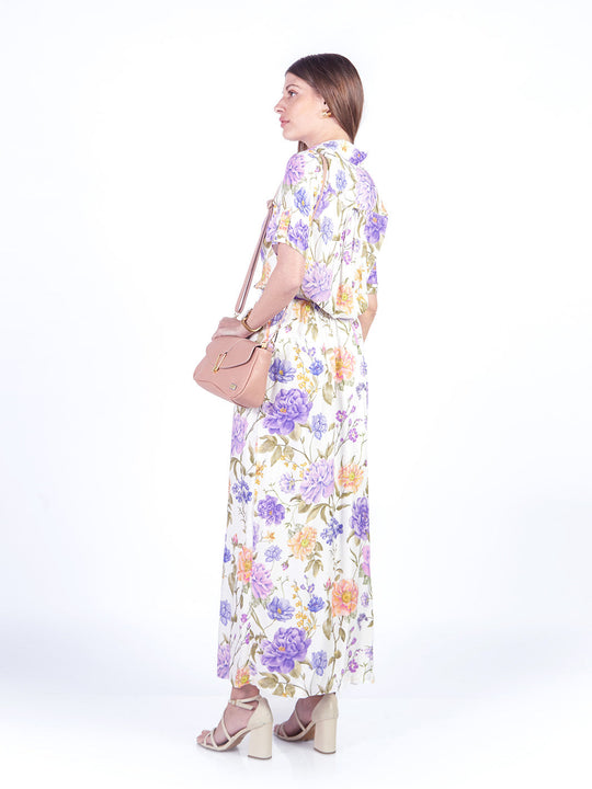 SUSAN - VESTIDO LARGO MANGA CORTA ESTAMPADO FLORAL