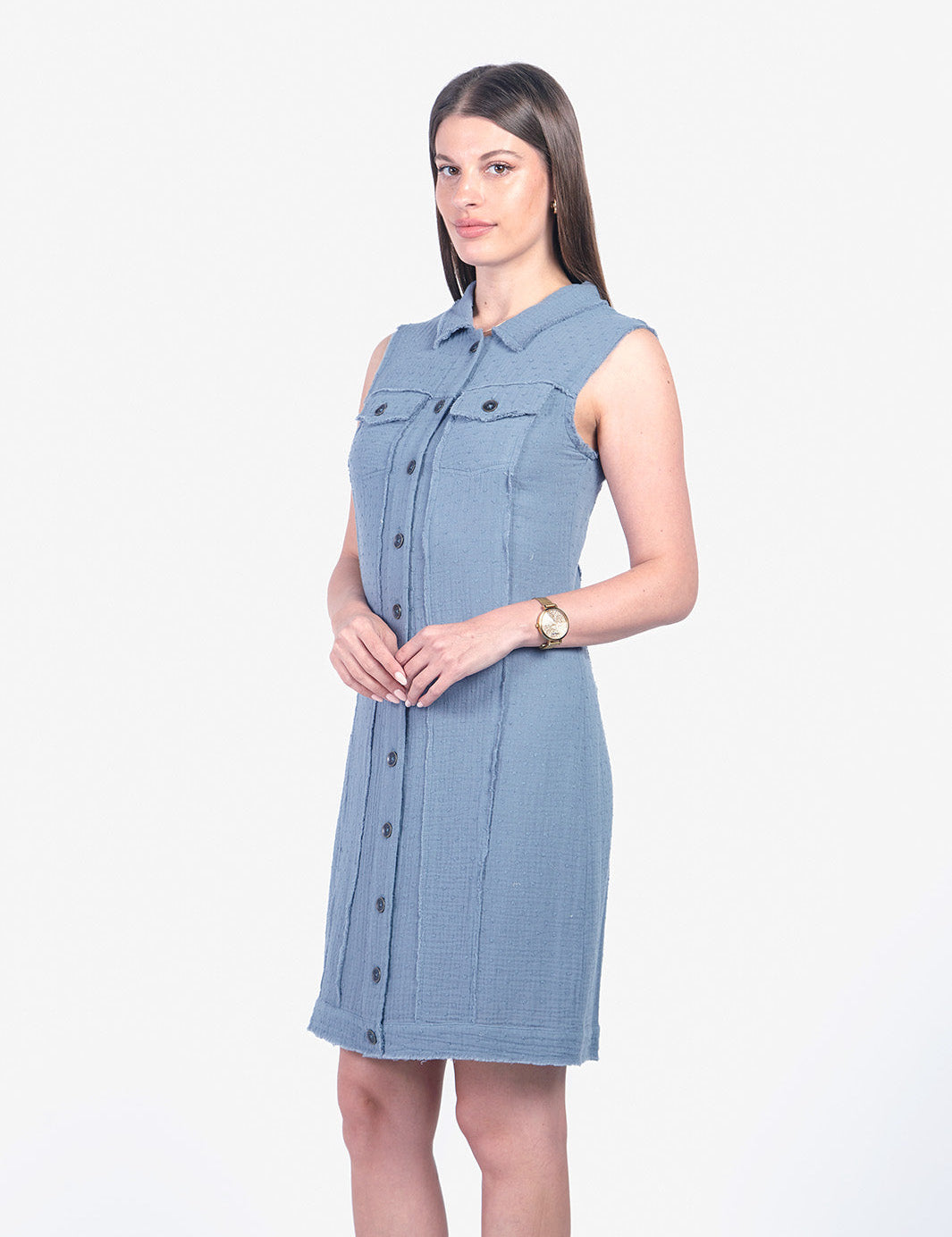 DOME - VESTIDO MANGA CERO ESTILO KIMONO ACERO