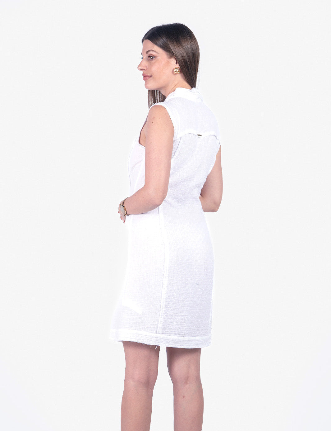 DOME - VESTIDO MANGA CERO ESTILO KIMONO BLANCO