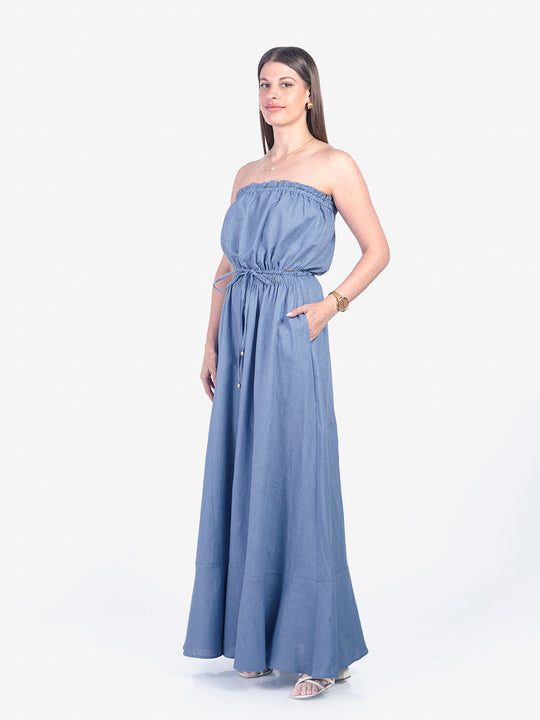 LIZ - VESTIDO LARGO STRAPLESS
