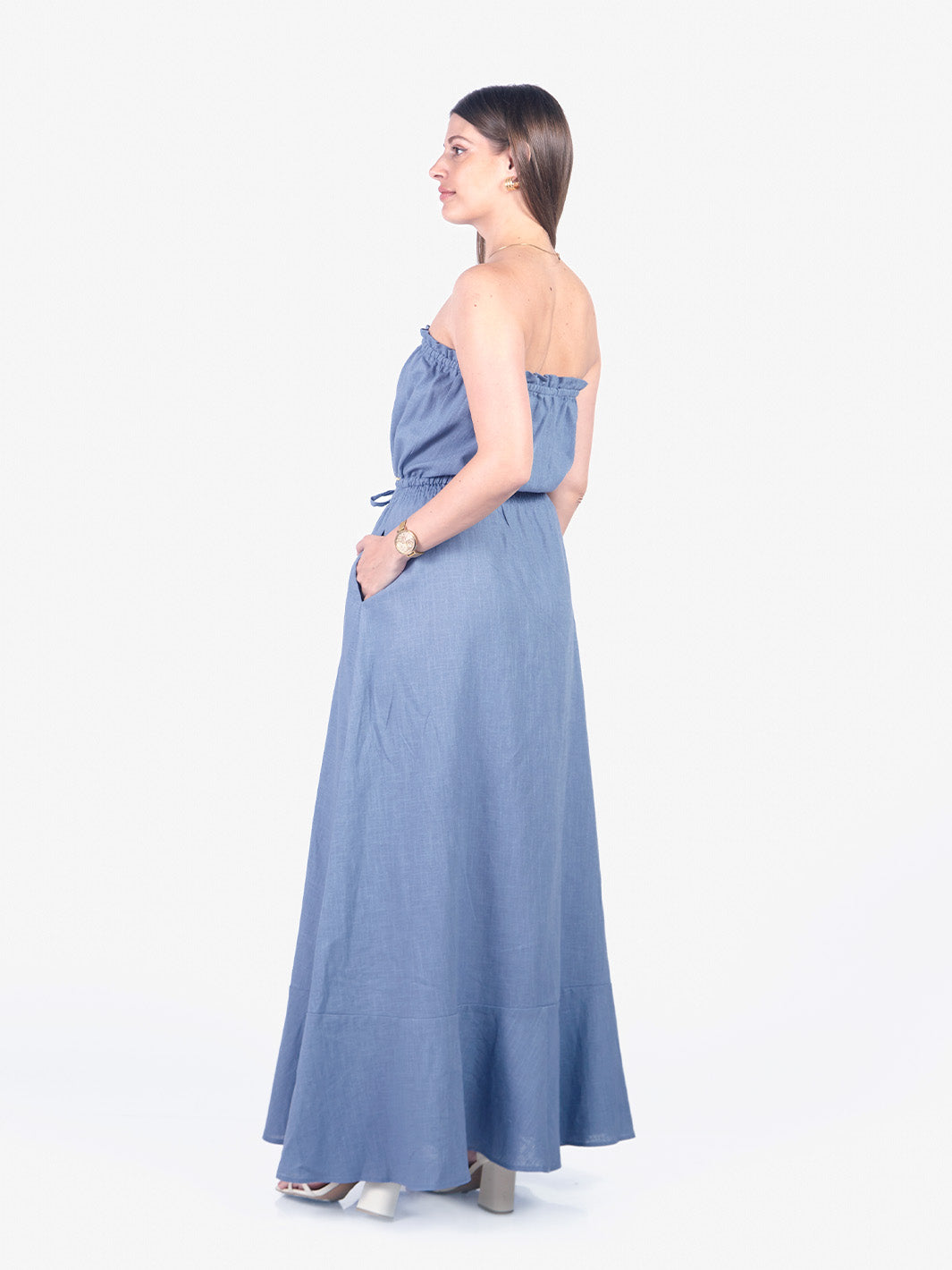 LIZ - VESTIDO LARGO STRAPLESS