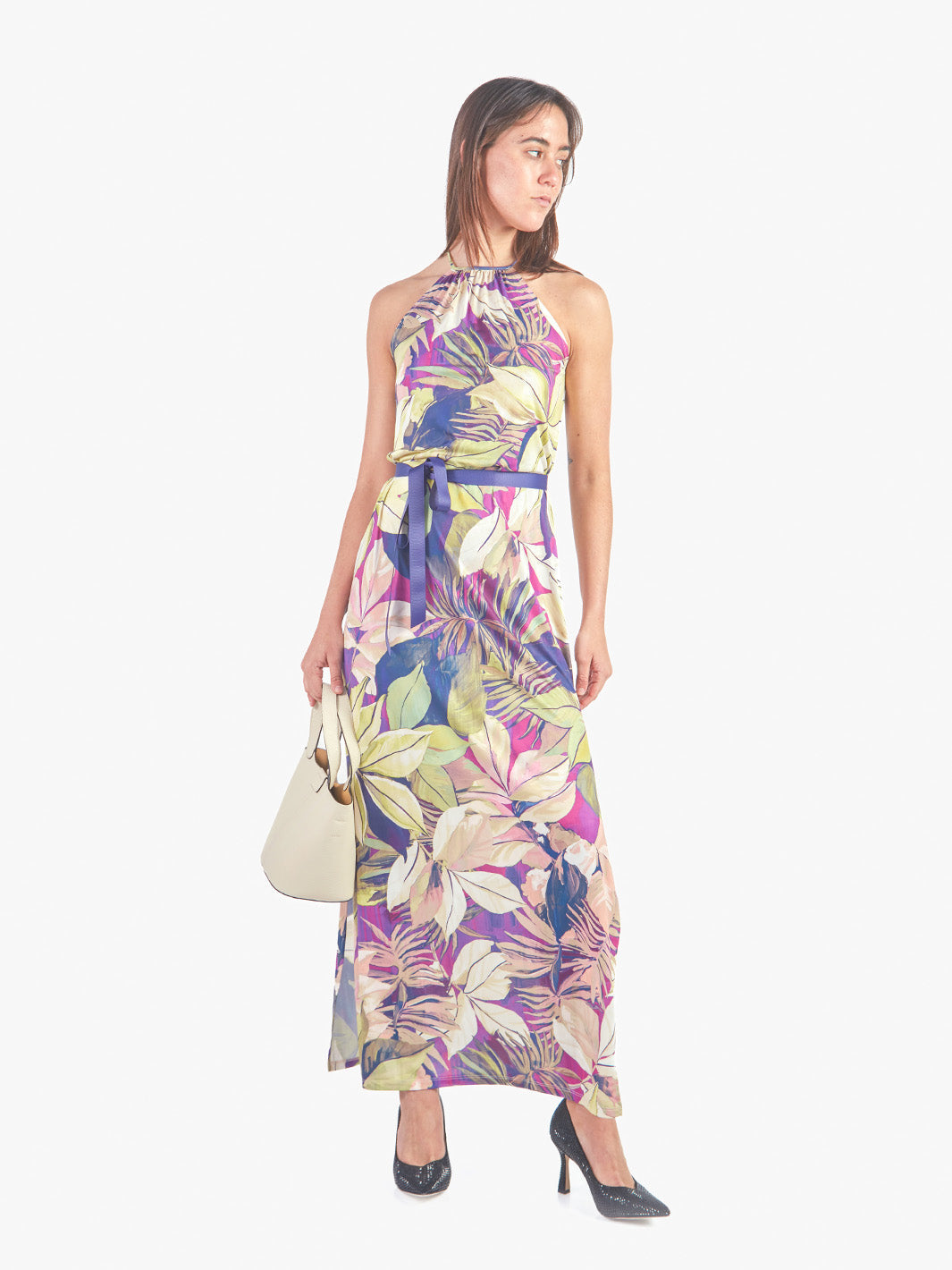 MACA - VESTIDO HALTER CON LAZO AJUSTABLE