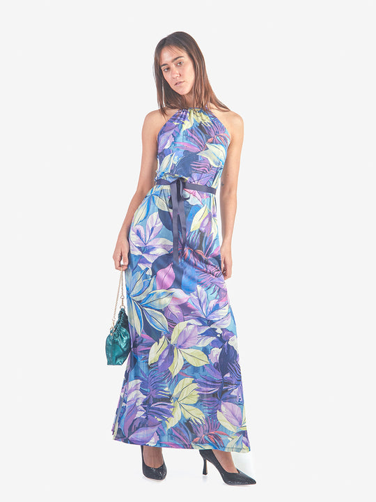 MACA - VESTIDO HALTER CON LAZO AJUSTABLE