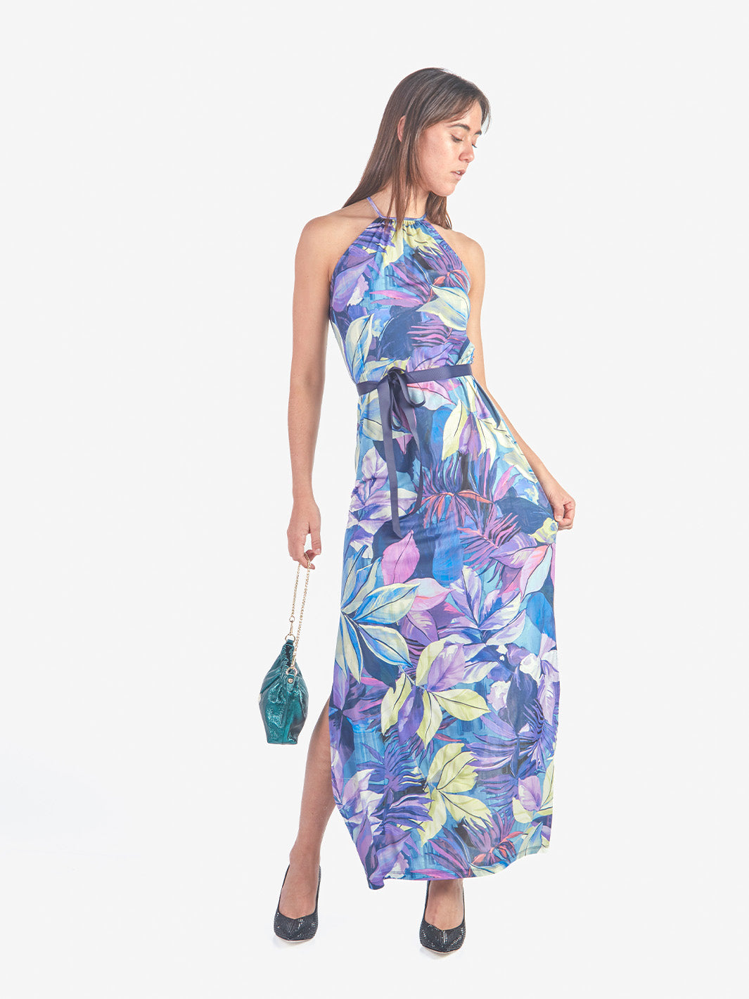 MACA - VESTIDO HALTER CON LAZO AJUSTABLE