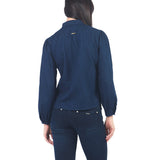Blusa Manga Larga De Denim Con Lazo
