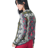 Blusa manga larga de cuello camisero estampada