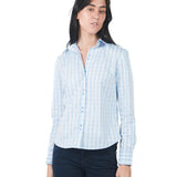 Blusa Manga Larga De Cuello Camisero A Cuadros CELESTE