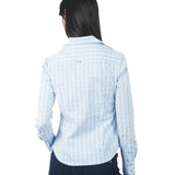 Blusa Manga Larga De Cuello Camisero A Cuadros CELESTE