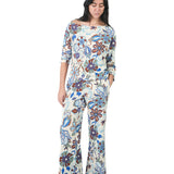Blusa asimétrica manga 7/8 estampada