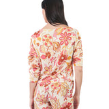 Blusa asimétrica manga 7/8 estampada FUCSIA