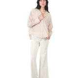 Blusa manga larga de cuello camisero de fit holgado BEIGE