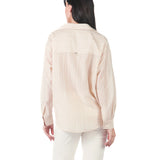 Blusa manga larga de cuello camisero de fit holgado BEIGE