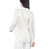 Blusa manga larga de cuello camisero de fit holgado PERLA