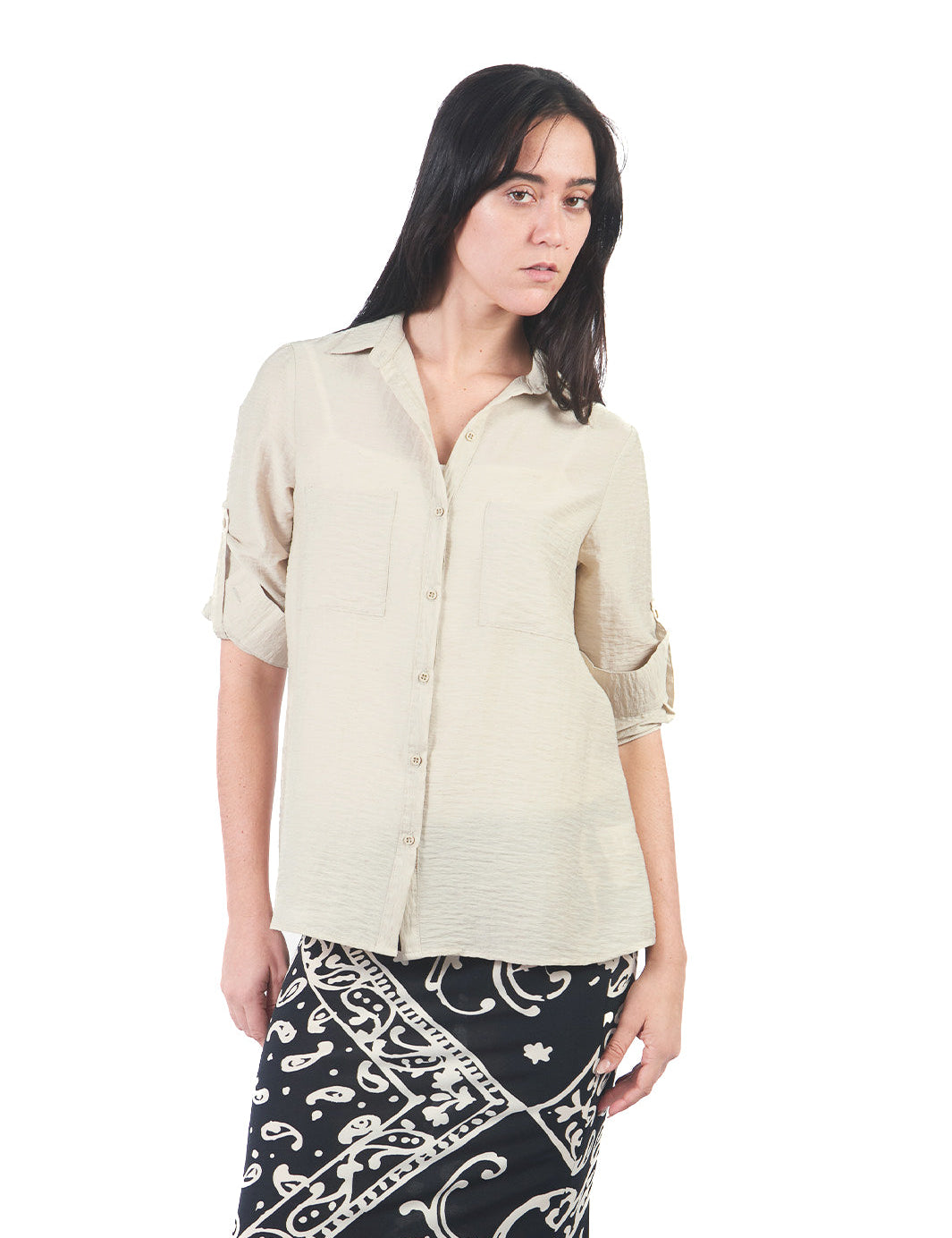 Blusas Manga Larga Bl01399Sda BEIGE