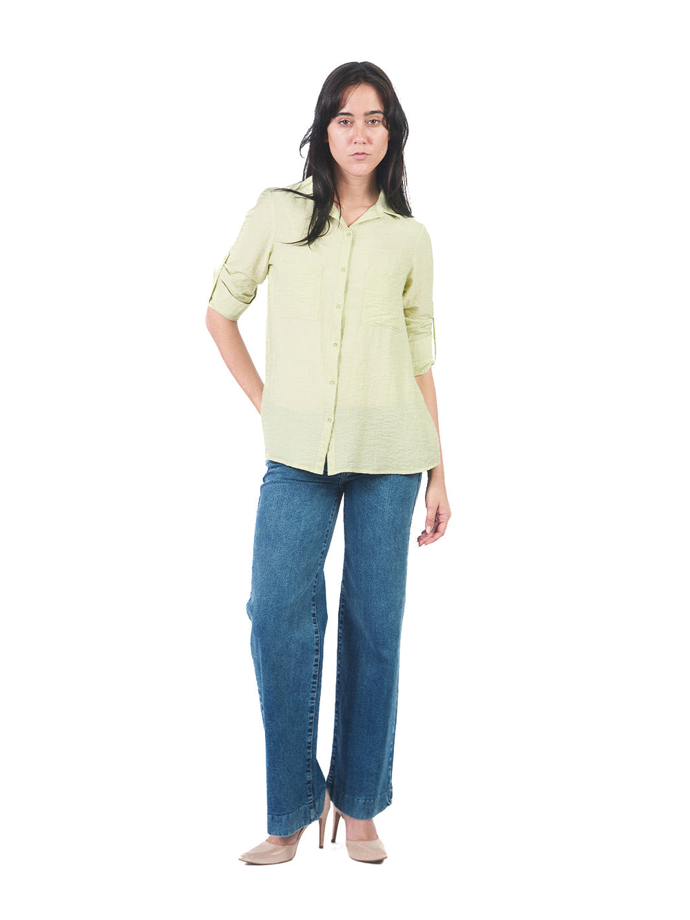 Blusas Manga Larga Bl01399Sda VERDE