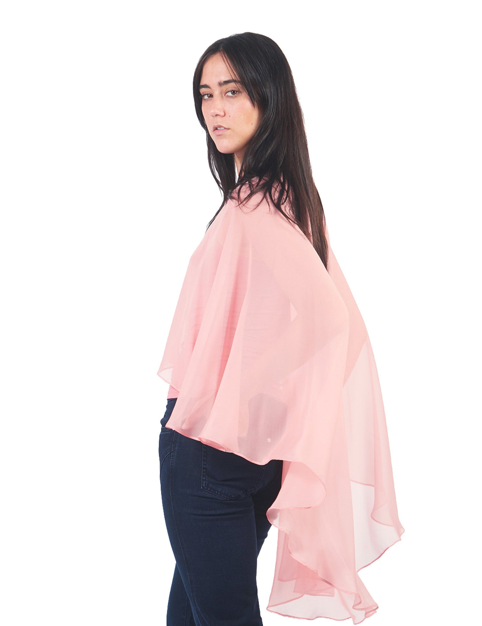 Blusa Capa De Gasa Asimétrica Con Espalda Abierta