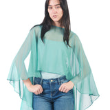 Blusa Capa De Gasa Asimétrica Con Espalda Abierta