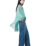 Blusa Capa De Gasa Asimétrica Con Espalda Abierta