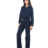 Casaca Denim Manga Larga Bomber Con Cuello Alto
