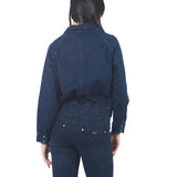 Casaca Denim Manga Larga Bomber Con Cuello Alto