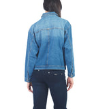 Casaca Denim De Cuello Alto Cruzado