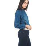 Casaca Manga Larga Estilo Bomber De Denim Azul