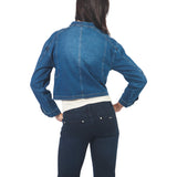Casaca Manga Larga Estilo Bomber De Denim Azul