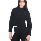 Casaca Manga Larga Estilo Bomber De Denim Negro
