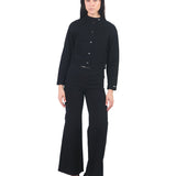 Casaca Manga Larga Estilo Bomber De Denim Negro